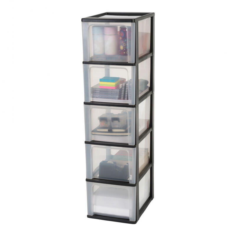 Iris Ohyama, Tour de Rangement Plastique, 5 Grands Tiroirs, Noir, Ouverture Facile, Format A4, A5 & A6, Meuble, Organisateur, pour Bureau, Fourniture Iris Ohyama, Tour de Rangement Plastique, 5 Grands Tiroirs, Noir, Ouverture Facile, Format A4, A5 & A6, Meuble, Organisateur, pour Bureau, Fourniture