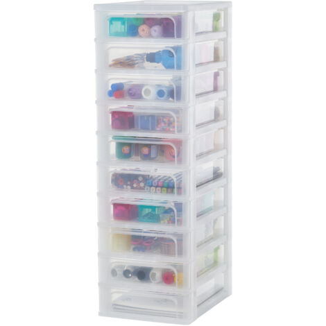 Iris Ohyama, Tour De Rangement à Roulettes En Plastique, 4 Grands Tiroirs, Blanc, Ouverture