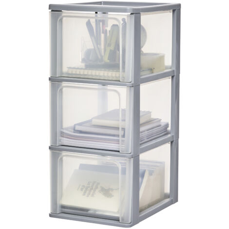 Iris Ohyama Unidad de almacenamiento de plÃ¡stico con 3 cajones profundos, Gris, formato A4, A5 y A6, multiusos, para oficina, escuela, papelerÃ­a, armario y hogar, Torre, Organizador, OCH-2300