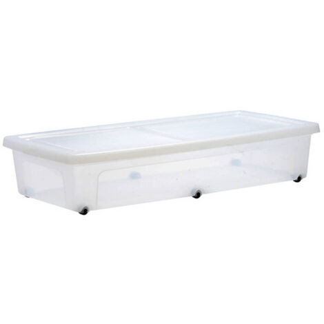 Iris Opbergbak met Wieltjes 38L 40x80x15 cm Transparent/Blanc