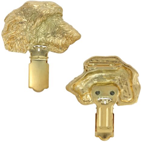 Irischer Wolfshund - Brosche mit Clip, vergoldeter Startnummernhalter, elegantes Abzeichen für eine Hundeausstellung von Art-Dog