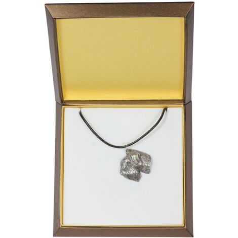 Irish soft coated wheaten terrier, Wheaten terrier - collana con un cane in una scatola regalo, medaglione argentato per un fan dei cani, un pendente impressionante di Art-Dog