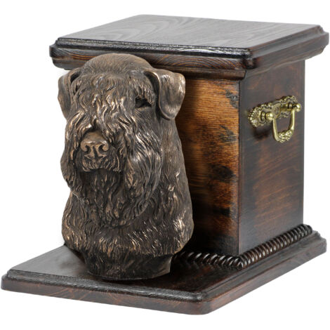Irish soft coated wheaten terrier, Wheaten terrier - urna per ceneri di cane con statuetta, elegante urna per cane, urna unica con busto di cane di Art-Dog