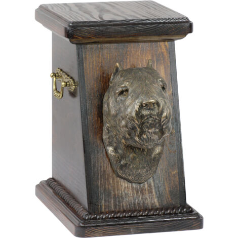Irish Soft Coated Wheaten Terrier, Wheaten Terrier - Urne für Hundeasche, elegante Urne mit Statuette, Gedenkurne mit Hundebüste von Art-Dog