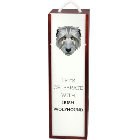 Irish Wolfhound - canette de vin géométrique avec photo et inscription par Art-Dog