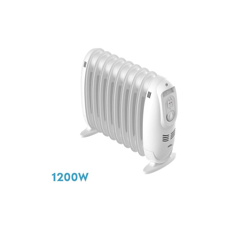 Radiateur à huile ireland 1200w white 3powers thermostat.reg 9elements protec.segurid.asa 38,2x43x18cm