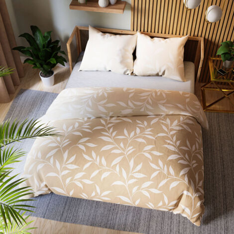 IRMA Bettwäscheset 160x200 cm - Satin Baumwolle, beige, Pflanzenmuster