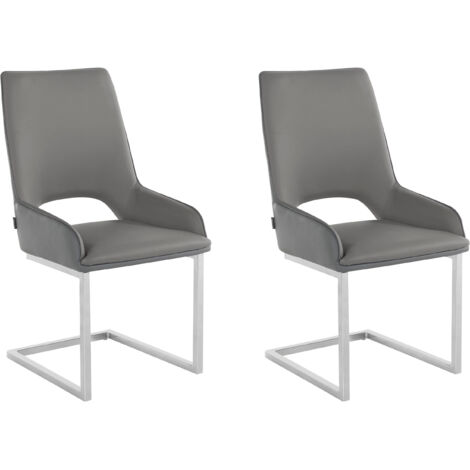Irma-Ensemble de 2 chaises de salle à manger en PU anthracite et gris clair