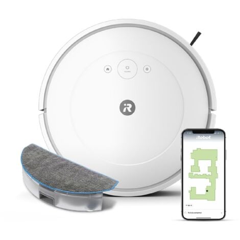 iRobot Roomba Combo Essential, Robot Aspirapolvere Lavapavimenti, Potente Aspirazione e Pulizia, Sistema di Pulizia a 4 fasi, Tre Livelli di Aspirazione, Controllabile Tramite App, Bianco