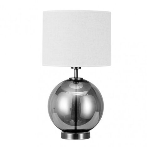 Iroko lampe à poser en verre 1xe27 fume/chrome w/pant blanc 56x30x30 cm