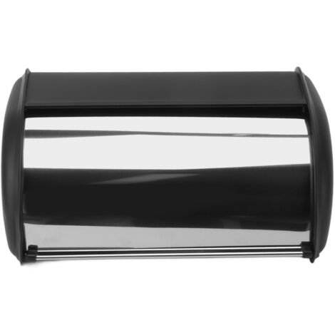 Iron Bread Bin Durable Bread Storage Container Mirror Polished Bread Bin Storage Case for Home Shop Office Black