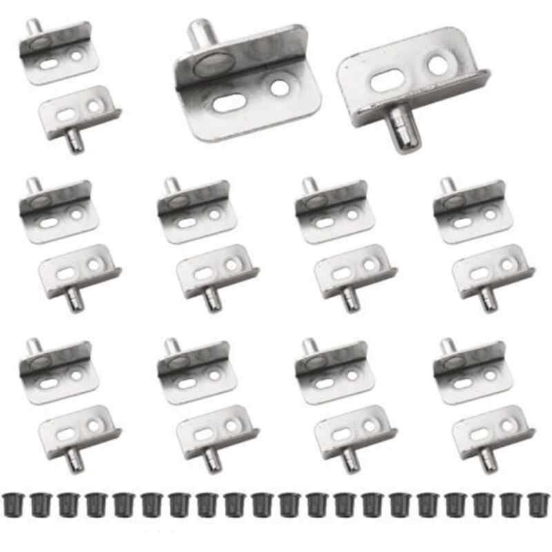 Iron Pivot Hinge, 10 Sets Concealed Barrel Cabinet Door Pivot Hinges Cabinet Wood Door Hinges with Pin for Wooden Door (Nickel Plating)