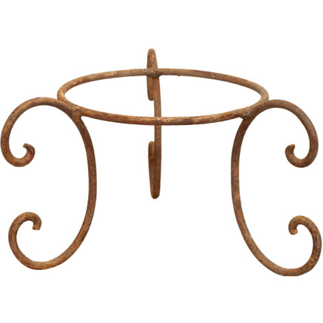 BISCOTTINI Iron Pot Holder Tripod Saucer Plant Pedestal Planter Support Outdoor and Indoor Pot Holder Antique Finish 38x20x38 cm