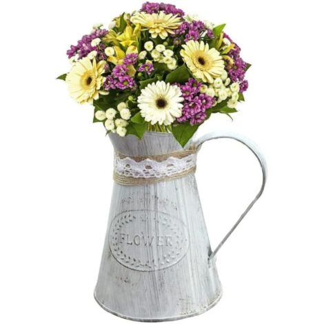 Iron Vase, Vintage Iron Vase, Retro Metal Pitchers Flowers for Home Office Christmas Decoration Country Style Wrought Iron