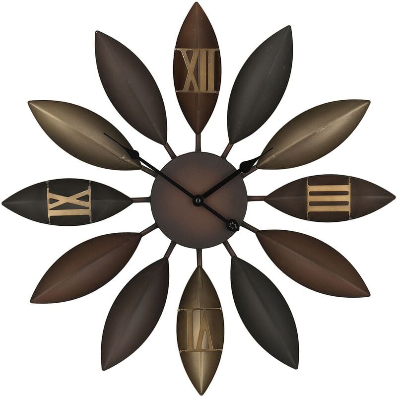 Beliani - Vintage Brown Iron Wall Clock Flower Shape Black Spade Hands Beinwil