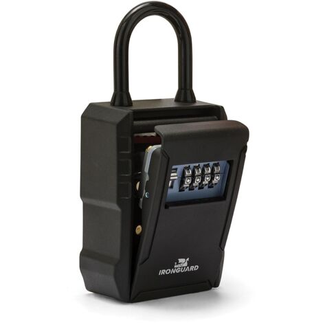 IRONGUARD IG014 - Cassetta di sicurezza per chiavi - Con lucchetto - Contenitore grande - Resistente alle intemperie - Combinazione a 4 cifre - Ideale per chiavi ingresso casa, garage e B&B