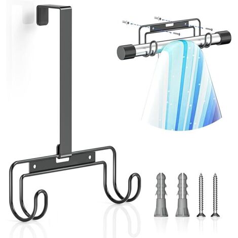 Ironing board rack, wall-mounted ironing board rack with detachable hooks, suitable for laundry, black.