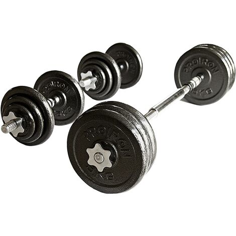 Ironman 30kg Cast Iron Dumbbell And Barbell Set