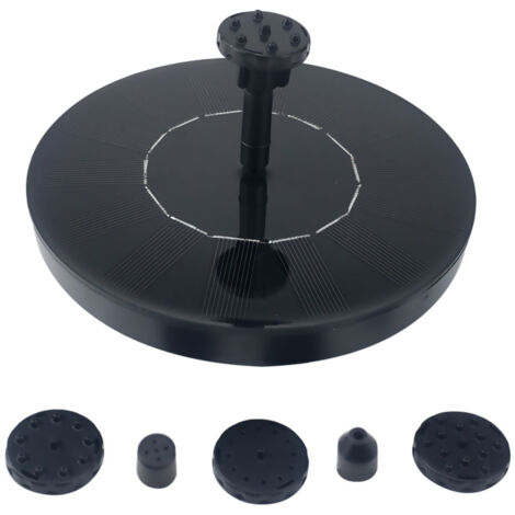 Irovami Bomba de agua solar para fuentes – 6 boquillas, flotante, hasta 65 cm de altura – Para baños de pájaros, estanques, jardines, peceras