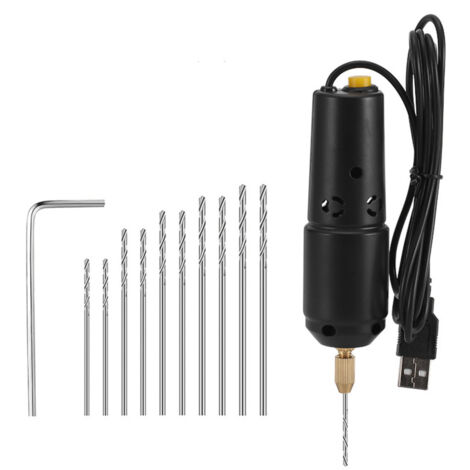 Irovami Mini taladro eléctrico para resina – 8500 rpm, 10 brocas, ABS + aleación, USB – Para joyería, bisutería, madera, arcilla