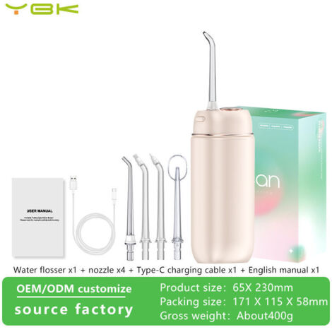 Irrigateur buccal portable étanche IPX7 à pompe à membrane, nettoyage dentaire adapté orthodontie, 4 coloris au choix