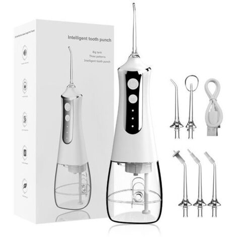 Irrigateur buccal portable, hydropulseur dentaire rechargeable, jet d'eau dentaire, 3 modes, réservoir de 300 ml, étanche pour l