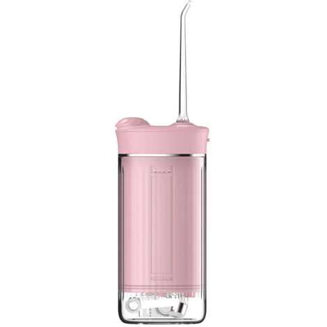 Irrigateur buccal portable X3A rose, pompe à piston IPX7, batterie 1000-1200 mAh, autonomie 50 jours+, 222g, réservoir moins de 300ml