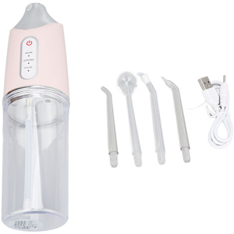 Irrigateur Dentaire Électrique 3 Modes, 4 Buses, Rotation 360°, Nettoyeur Dentaire Haute Fréquence Rose
