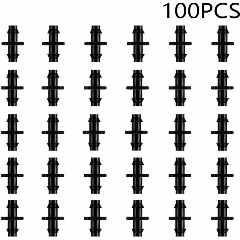 Hanbing - Irrigation de Pelouse 4/7mm Raccord Connecteur Goutte à Goutte, connecteurs barbelés à Double Connecteur Cannelé Double 100 Pièces