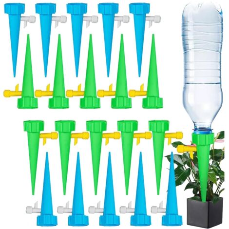 Irrigation Goutte à Goutte Kit, 20pcs Goutte à Goutte Bouteille, Arroseur Automatique Plantes avec Vannes, pour Jardin Maison Potager Arrosage Intérieur Extérieur