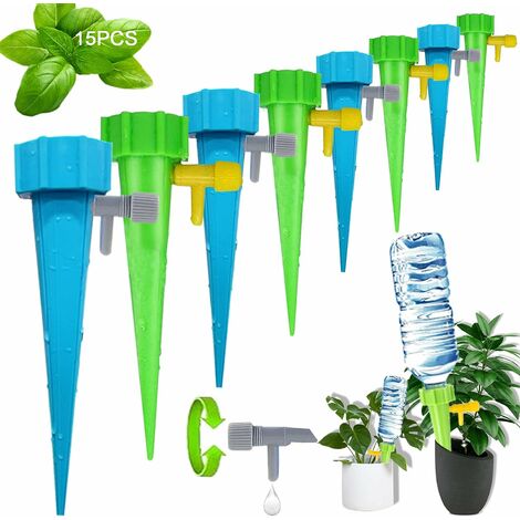 Irrigation Goutte à Goutte Kit,SL.GT 15 Pcs Arroseurs Automatiques Plantes,Irrigation Goutte à Goutte Bouteille,Plantes Irrigation Système,avec Valve