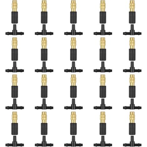 Irrigation Nozzle, Adjustable Copper Atomizing Nozzle, 47 Hose Connection, Micro Nozzle, Drip Irrigation Sprayer, Garden Cooling, Irrigation Equipment with Universal Connector