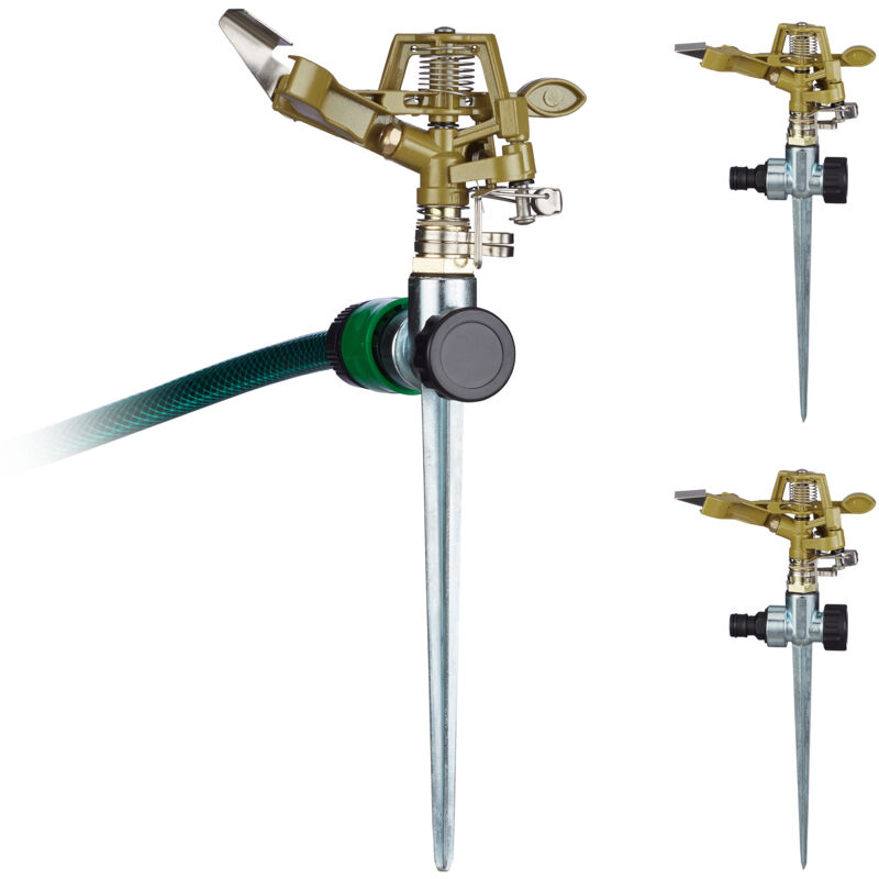 Relaxdays Irrigatore Ad Impulsi Con Picchetto, Set Da 3, Spruzzator...