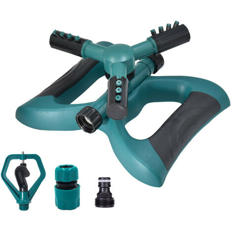 Irrigatore da giardino Irrigatore automatico a 360° Sistema di irrigazione a 3 bracci, irrigatore da prato versatile per verdure da prato Bambini che giocano