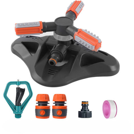 Irrigatore da giardino, irrigatore automatico per prato a 3 bracci con rotazione a 360° per irrigazione di giardini e prati