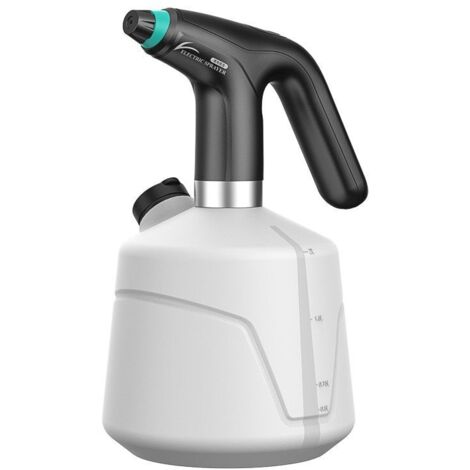 Irrigatore elettrico da 2 litri con 2 modalità, adatto per innaffiare le piante e disinfettare la casa, alimentato da una batteria ricaricabile (nero e bianco).
