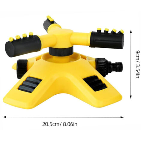 Irrigatore rotante da giardino, spruzza l'acqua in modo uniforme, con dispositivo di collegamento, irrigatore automatico, adatto per l'irrigazione di ampie superfici di giardini e aree agricole, giall