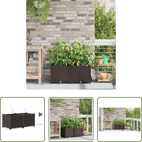 Irrigazione esterna -  Vaso da giardino 2 pcs Marrone Acciaio