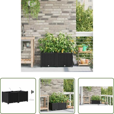 Irrigazione esterna -  Vaso da giardino 2 pcs Nero Acciaio