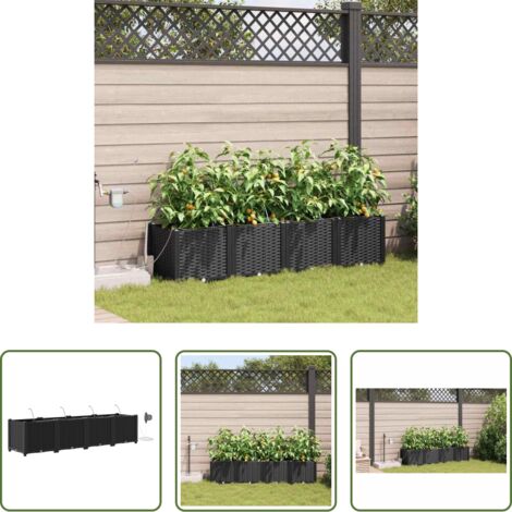 Irrigazione -  Vaso da giardino 4 pcs Nero Acciaio