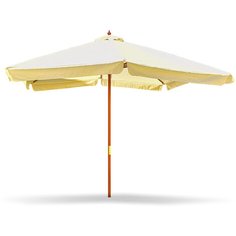 IRUY - 3x3 Meter quadratischer Gartenschirm mit � 48mm Mast aus Naturholz und ecrufarbenem Polyestertuch mit 50mm Rand. 300x300x260H cm