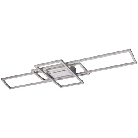 IRVINE PLAFONIERA LED 3 RETTANGOLI ACCIAIO SATINATO CON TELECOMANDO REGOLAZIONE INTENSITA' E TEMPERATURA LUCE L.105CM