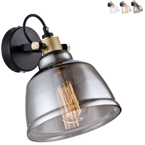 Irving Wandleuchte Schwarz mit Glasschirm, 1 Licht, E27