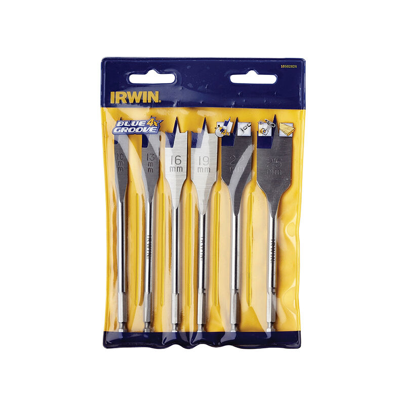 10502826 Blue Groove 4X Flat Bit Set, 6 Piece IRW10502826 - Irwin