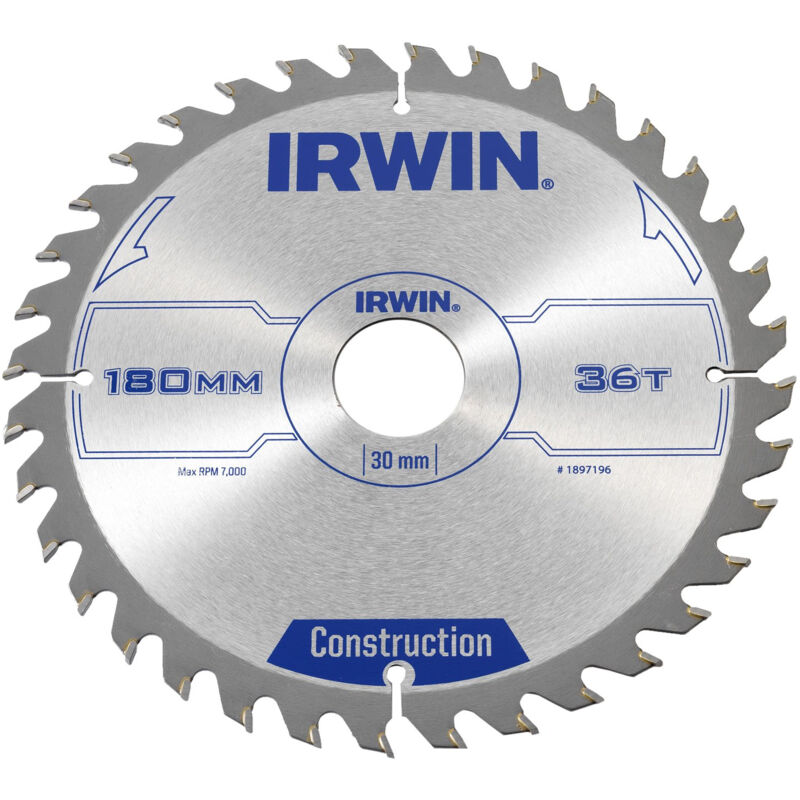 IRW1897196 180 x 30 mm x 36 dents lame de scie circulaire dents grind atb tools - Irwin