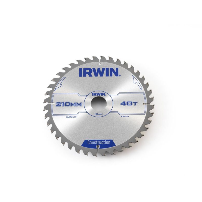 Irwin - construction lames de scie circulaire 210 x 30 x 2,5 mm 40 dents tools IRW1897204