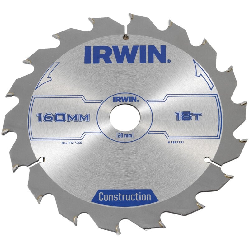 Irwin - IRW1897191 160 x 20 mm 18-TEETH lame de scie circulaire avec dents tools