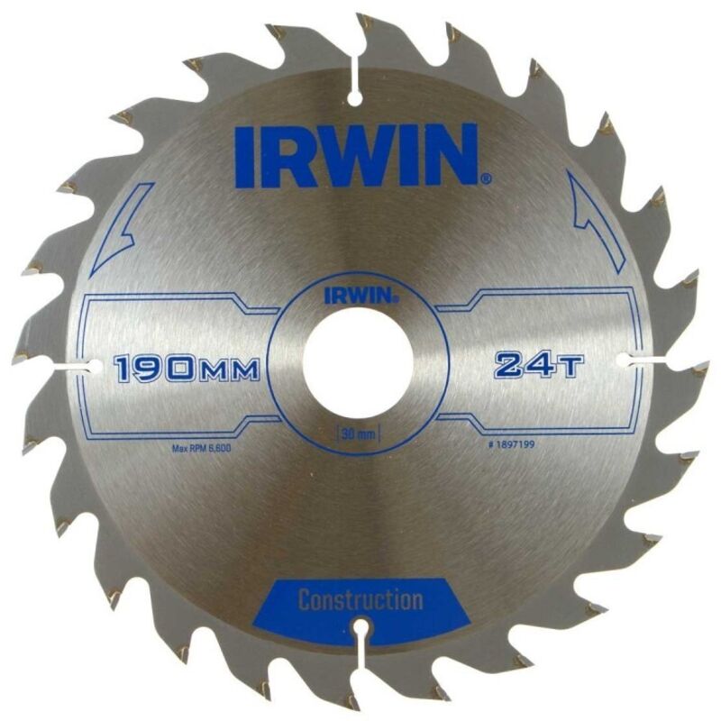 Irwin - IRW1897199 190 x 30 mm 24 dents lame de scie circulaire avec dents tools