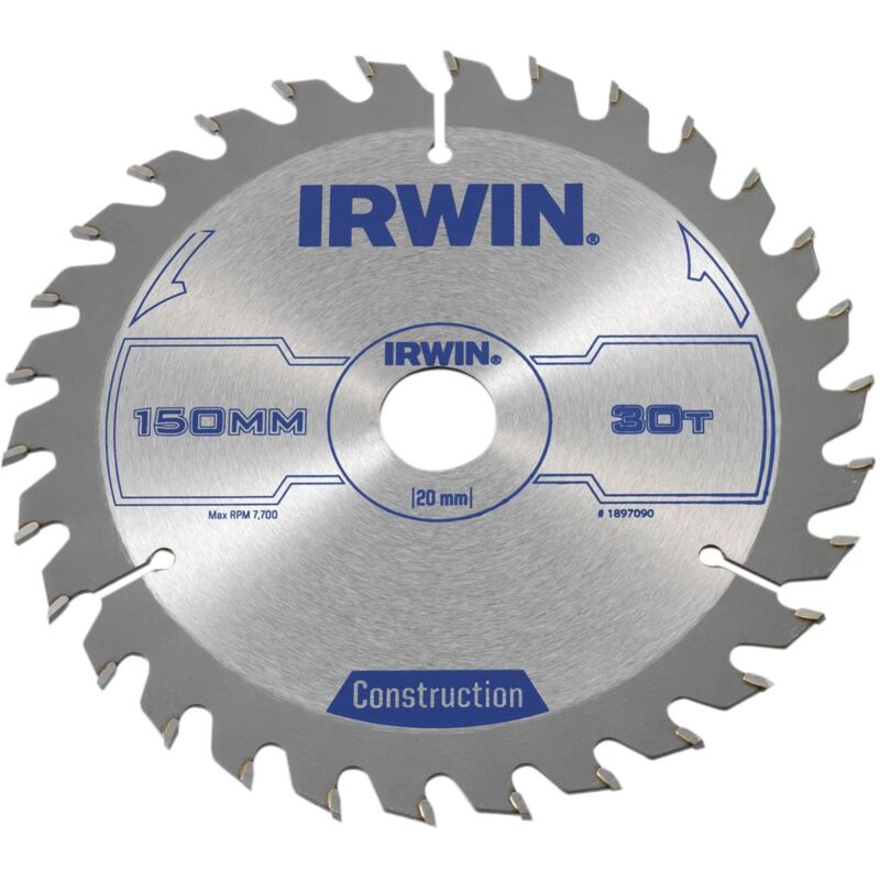 Irwin - Construction Circular Saw Blade 150 x 20mm x 30T atb IRW1897090