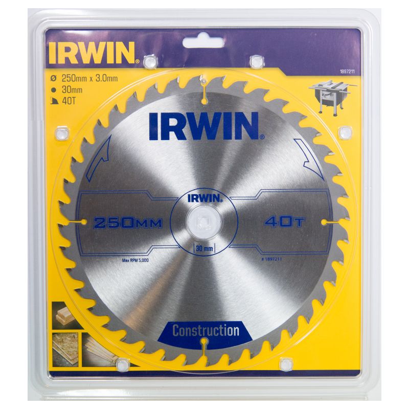 

IRWIN 1897211 Disco Sierra Circular 250MM/40T MESA E INGLETE